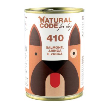 Natural code 410 for dog salmone aringa e zucca
