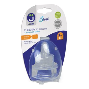 J bimbi b free classic/glass/me 2 tettarelle in silicone flusso 2