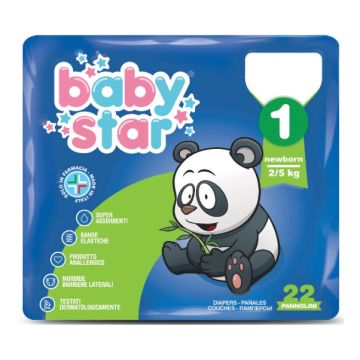 Pannolino babystar 2/5kg t1 22 pezzi