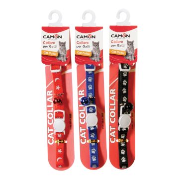 Collare per gatto in nastro di nylon con disegni riflettenti