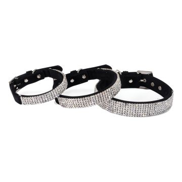 Collare di velluto con strass nero 25 x 520 mm Collare di velluto con strass nero 25 x 520 mm