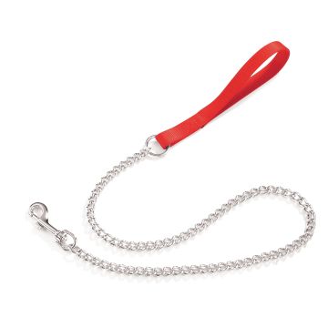 Guinzaglio in nylon con catena rosso 2 x 800 mm Guinzaglio in nylon con catena rosso 2 x 800 mm