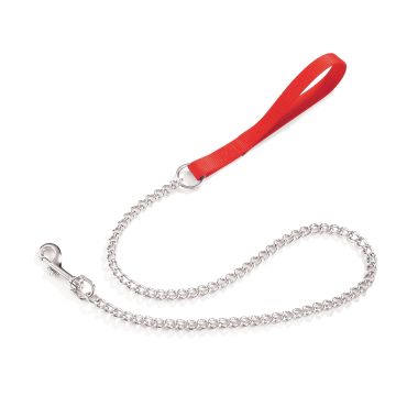 Guinzaglio in nylon con catena rosso 3 x 800 mm Guinzaglio in nylon con catena rosso 3 x 800 mm
