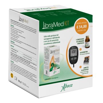 Libramed kit trattamento sovrappeso 138 compresse + glucometro + libro