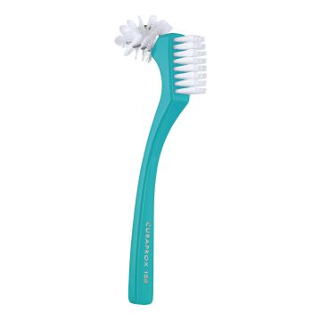 Curaprox bdc spazzolino brevettato per dentiere 1 pezzo colore azzurro