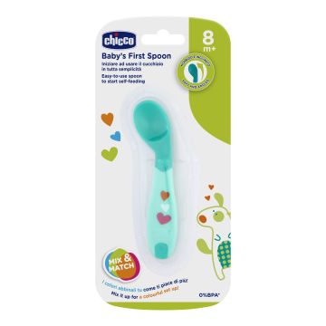 Chicco Cucchiaio angolato azzurro 8m+