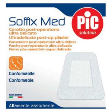 Cerotto in tnt adesivo 10x8 cm con compressa assorbente 4,5x5,5 cm pic soffix med 5 pezzi