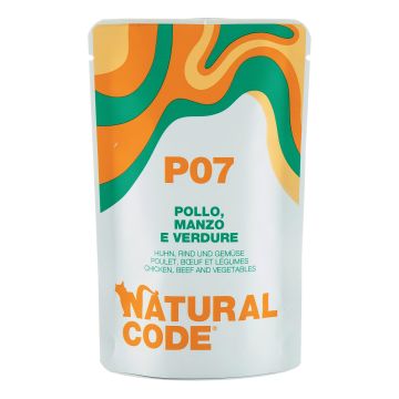 Natural Code Gatto Busta (P07) Adulto Pollo, Manzo & Verdure 70 Gr