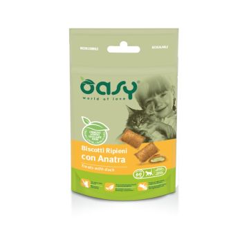 Oasy Gatto Snack Biscotti Ripieni Adulto Anatra 60 Gr