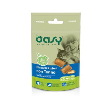 Oasy Gatto Snack Biscotti Ripieni Adulto Tonno 60 Gr
