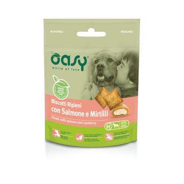 Oasy Cane Snack Biscotti Ripieni Adulto Salmone & Mirtilli 80 Gr