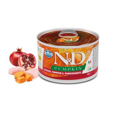 Farmina Cane N&D Pumpkin Adulto Mini Pollo, Zucca & Melograno Lattina 140 Gr