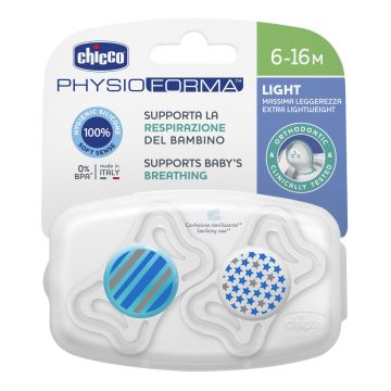 Chicco Succhietto light Boy Silicone  6m 2pezzi