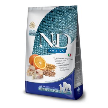Farmina Cane N&D Ocean Adulto Medium&Maxi Merluzzo, Farro, Avena & Arancia 12 Kg