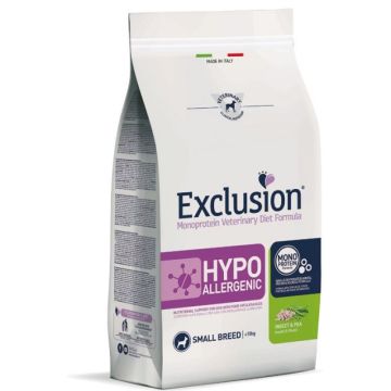 Exclusion Cane Diet Hypoallergenic Adulto Small Insetti & Piselli 2 Kg