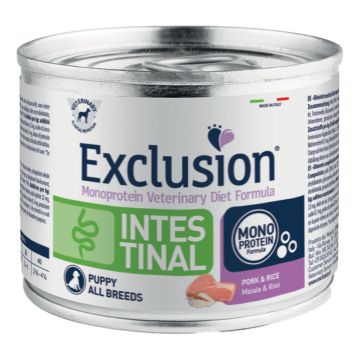 Exclusion Cane Diet Intestinal Puppy All Breeds Maiale & Riso Lattina 200 Gr
