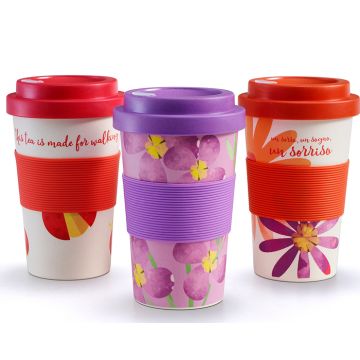 Bamboo mug watercolor margherite 1 pezzo