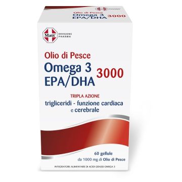 Matt divisione pharma olio di pesce omega 3 epa/dha 3000 tripla azione 60 gellule