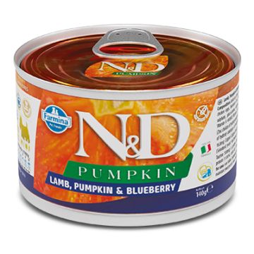 N&d dog lamb & pumpkin & blueberry mini 140 g