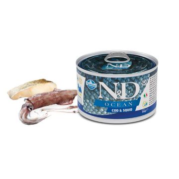 Farmina Cane N&D Ocean Adulto Mini Merluzzo & Calamaro Lattina 140 Gr