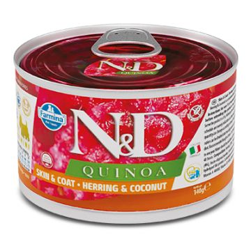 N&d dog quinoa skin & coat herring coconut 140 g