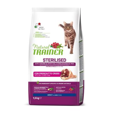 Trainer Gatto Natural Adulto Sterilizzato Prosciutto Crudo 1,5 Kg