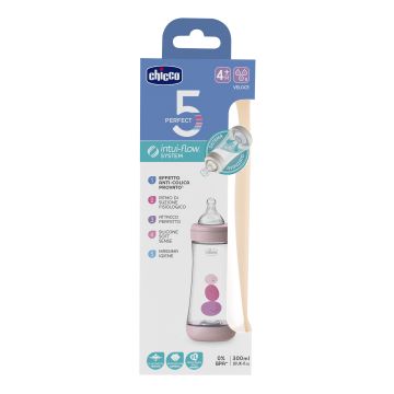 Chicco Biberoneron perfect 5 3fori flusso veloce Silicone girl Rosa 300 ml