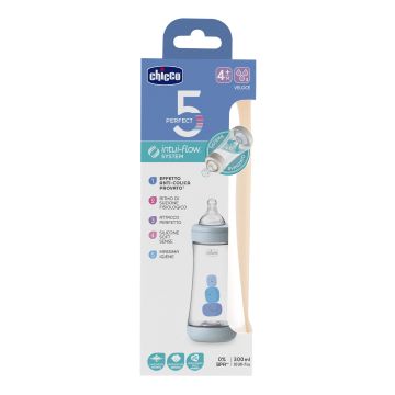 Chicco Perfect 5 Biberon Azzurro Flusso Veloce 300 ml