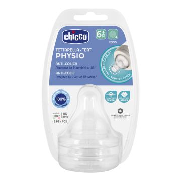 Chicco Tettarella Perfect5 Anti-Colica Silicone Flusso Pappa +6 Mesi 2 Pezzi