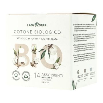 Assorbenti esterni ladystar 100%cotone bio anat 14 pezzi
