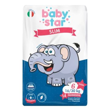 Pannolini babystar slim 16/30kg taglia 6  extra large 14 pezzi
