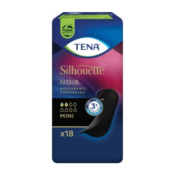 Tena Silhouette Noir Mini Assorbente Nero Incontinenza Leggera 18 Pezzi