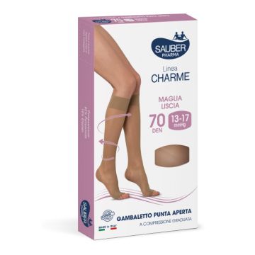 Sauber gambaletto open toe 70 denari maglia liscia neutro beige taglia 4