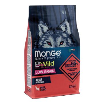 Monge Cane Bwild Low Grain Adulto All Breeds Cervo 2,5 Kg