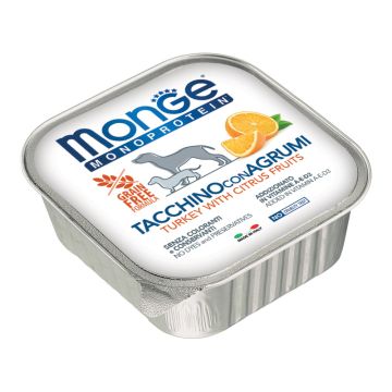 Monge Cane Monoprotein Vaschetta Adulto Tacchino & Agrumi 150 Gr