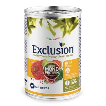 Exclusion Cane Mediterraneo Adulto All Breeds Manzo Lattina 400 Gr