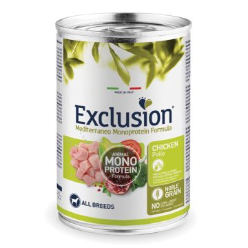 Exclusion Cane Mediterraneo Adulto All Breeds Pollo Lattina 400 Gr