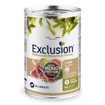 Exclusion Cane Mediterraneo Adulto All Breeds Agnello Lattina 400 Gr