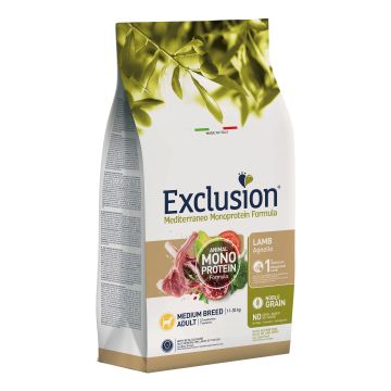 Exclusion Cane Mediterraneo Adulto Medium Agnello 12 Kg