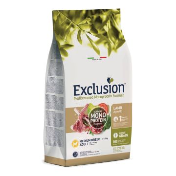Exclusion Cane Mediterraneo Adulto Medium Agnello 3 Kg