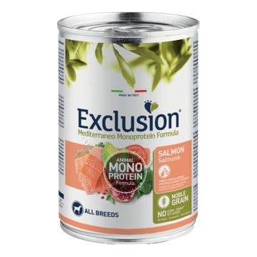 Exclusion Cane Mediterraneo Adulto All Breeds Salmone Lattina 400 Gr