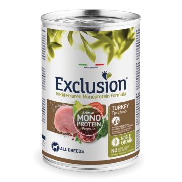 Exclusion Cane Mediterraneo Adulto All Breeds Tacchino Lattina 400 Gr