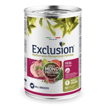 Exclusion Cane Mediterraneo Adulto All Breeds Vitello Lattina 400 Gr