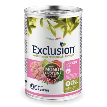 Exclusion Cane Mediterraneo Puppy All Breeds Pollo Lattina 400 Gr