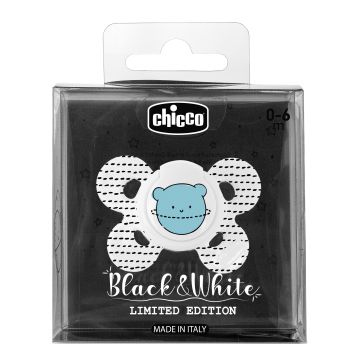 Chicco succhietto comfort black&white silicone 0-6m