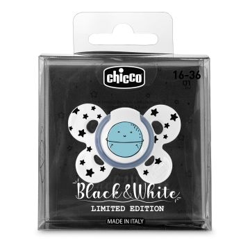 Chicco succhietto comfort black&white silicone 16-36m