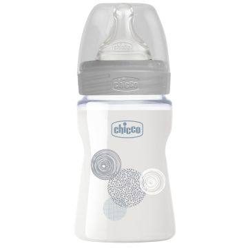 Chicco biberon wb vetro unisex da 150 ml lento silicone