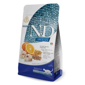 Farmina Gatto N&D Ocean Adulto Merluzzo, Farro, Avena & Arancia 1,5 Kg