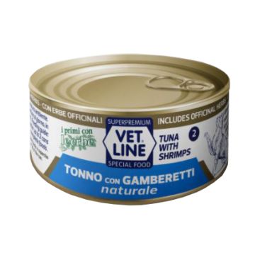 Vet line per gatto tonno naturale+gamberetti 70 g