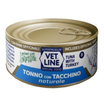 Vet line per gatto tonno naturale+tacchino 70 g
